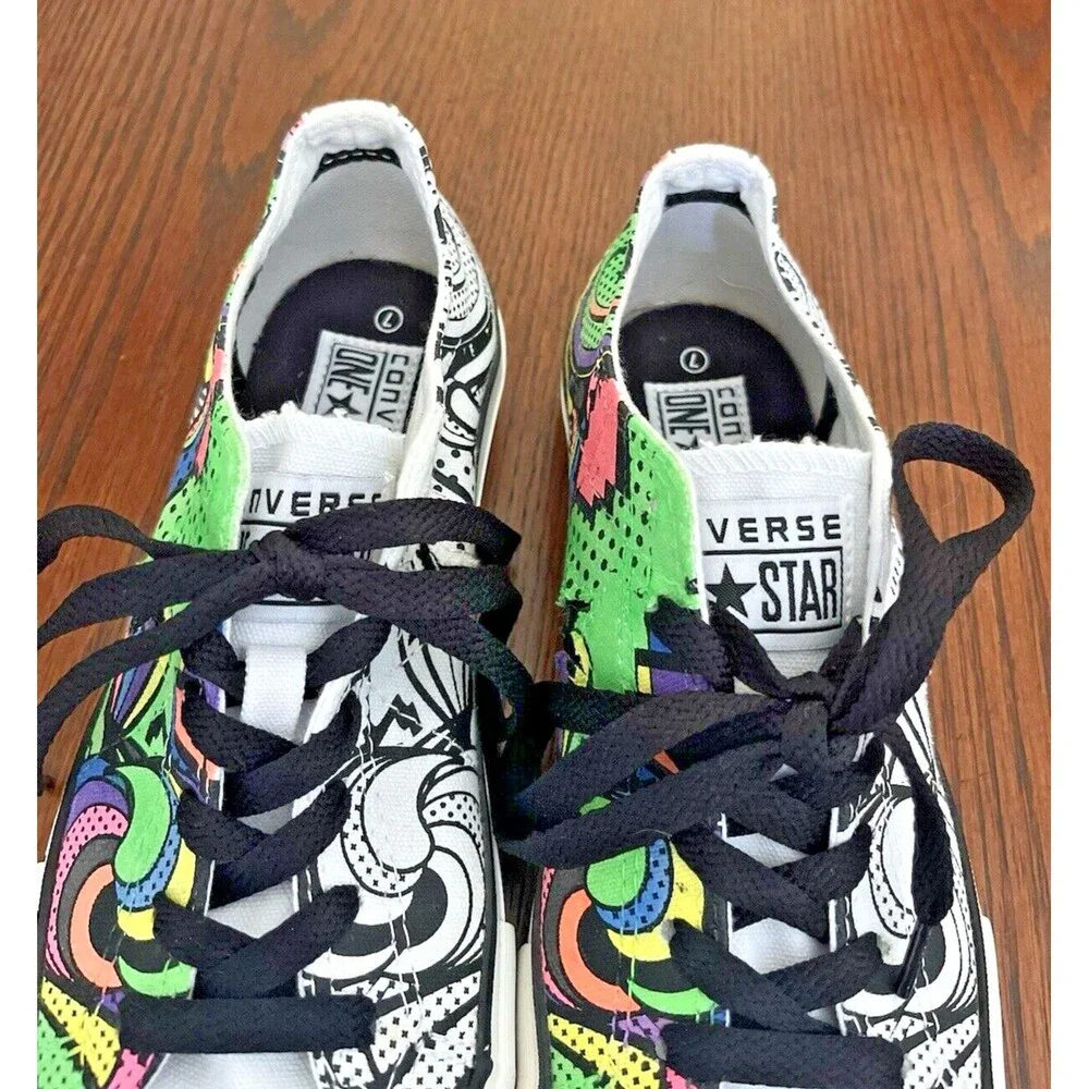 Converse One Star Graffiti Sneakers Black White Multicolor Women’s Size 7 MINT